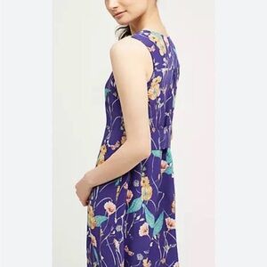 Anthropologie HD in Paris blue silk Hidden Isle floral sleeveless dress size 0